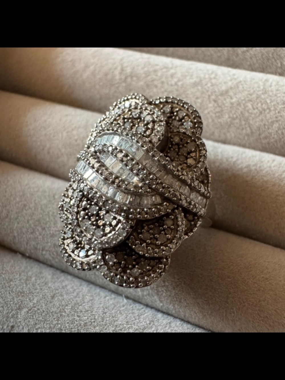 Sterling Silver SJ Diamond Pavé Statement Ring - Silver